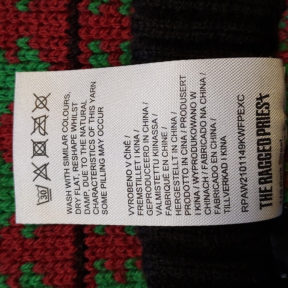 The Ragged Priest Free People NWOT Retro Grandmacore Cozy Patchwork Knit Pants L - Picture 10 of 10